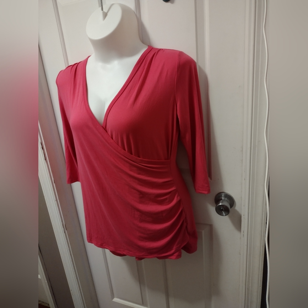 🆕️DOUBLJU PINK 🩷 Criss Cross Bodice Shirt Top Sz 1X NWT